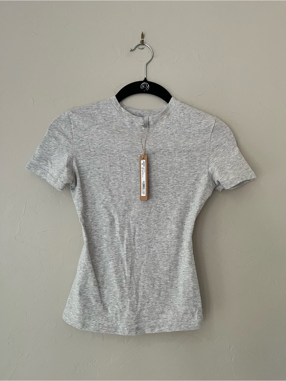SKIMS COTTON JERSEY SHORT SLEEVE T SHIRT LIGHT HEATHER GREY XS